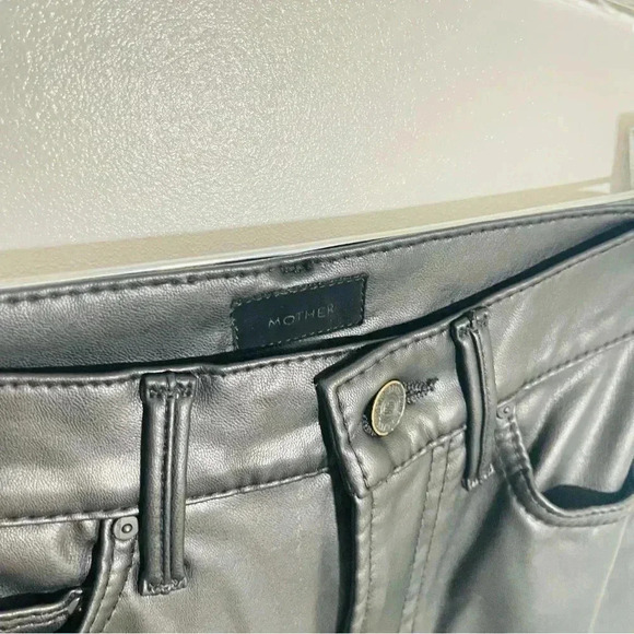 MOTHER Denim The Insider Ankle Jean Faux Show Vegan Leather Flare Night Out - Picture 8 of 11